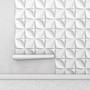 Imagem de Papel De Parede Autocolante 3D Para Quartos E Sala Flores Em Tons Brancos E Cinza