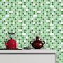 Imagem de Papel De Parede Autocolante Pastilha Verde E Branco Cozinha Banheiro 1 Metro