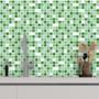 Imagem de Papel De Parede Autocolante Pastilha Verde E Branco Cozinha Banheiro 1 Metro