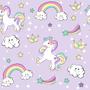 Imagem de Papel de Parede Decorativo Baby Unicórnio Roxo Cute Para Meninas 3,3m