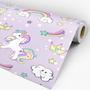 Imagem de Papel de Parede Decorativo Baby Unicórnio Roxo Cute Para Meninas 3,3m