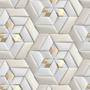 Imagem de Papel De Parede Efeito Gesso 3D Gold Cinza Geometrico 6M