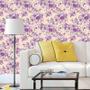 Imagem de Papel De Parede Floral Flores Lilas E Amarelo Adesivo Sala