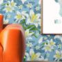 Imagem de Papel de Parede Floral Lírio no Azul