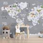 Imagem de Papel de Parede Foto Mural Mapa Mundi Infantil com Animais Autocolante  100x100cm