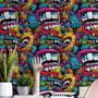 Imagem de Papel de Parede Gamer 3D Desenho Cartoon efeito Grafite Geek Varias cores decorativo Arte 3m