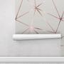 Imagem de Papel De Parede Geométrico Zara Cinza com Detalhes Rose Autocolante Sala Quarto