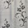 Imagem de Papel de Parede Importado Vinílico Floral Preto com Damask Off white - Rolo 9,5m X 53cm