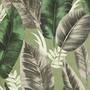 Imagem de Papel de Parede Importado Vinílico Floral Verde com Folhas - Rolo 9.5m X 53cm