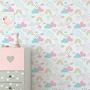 Imagem de Papel de Parede Infantil Chuva de Amor Nuvens E Arco Iris Decoração Quarto Menina -- M²