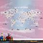 Imagem de Papel De Parede Infantil De Mapa Mundi Cor De Rosa De Menina