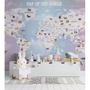 Imagem de Papel De Parede Infantil De Mapa Mundi Cor De Rosa De Menina