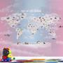 Imagem de Papel De Parede Infantil De Mapa Mundi Cor De Rosa De Menina