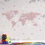 Imagem de Papel De Parede Infantil De Mapa Mundi Rosa Com Flores