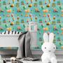 Imagem de Papel De Parede Infantil Verde Brinquedos Decorativos 15M