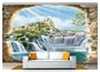 Imagem de Papel De Parede Paisagem Castelo Cachoeira 3D Dav43