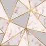 Imagem de Papel de Parede Vinílico Autoadesivo Lavável Geométrico Triângulos Cinza Mármore Dourado Decoração Moderna Quarto - Sala de Estar - Escritório