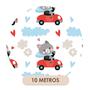 Imagem de Papel De Parede Vinílico Gato Carrinho Vermelho Quarto Infantil 10m