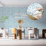 Imagem de Papel de Parede Vinílico Utensilios Cozinha Azul E Branco 10m