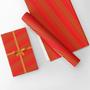 Imagem de Papel de Presente Bobina Couchê 40CM Listrado VERMELHO/OURO - 100 Metros