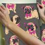 Imagem de Papel Parede Adesivo Cachorrinho Pug Fundo Marrom Quarto 3.5m