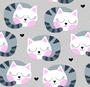 Imagem de Papel Parede Adesivo Gato Dormindo Fundo Cinza Quarto Infantil Sala 10m