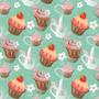 Imagem de Papel Parede Verde Claro Cupcake Festa Autocolante Cozinha