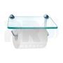 Imagem de Papeleira Porta Papel Higiênico Com Prateleira Vidro Para Celular ou Decoração - Banheiro