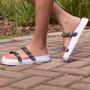 Imagem de Papete Feminina Sandália Tiras Coloridas Chinelo Flat Moda Verão Rasteirinha Confortável