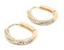 Imagem de Par Brincos Argola Oval Com Zircônias Cravejada Banhada Ouro 18K