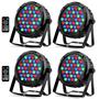 Imagem de Par de Luzes OPPSK 36 LEDs RGB 36W - Pacote com 4 Unidades e Controle Remoto DMX