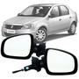 Imagem de Par Espelho Retrovisor Renault Sandero Logan 2009 2010 2011 2012 2013 Com Controle Manual Preto