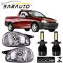 Imagem de Par farol corsa pickup 1994 a 2002 cromado vidro super led 12/24v