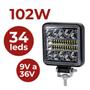 Imagem de Par Farol de Milha LED Quadrado 102w Carro Moto Caminhão Agrícola Off Road 12v 24v 36v Universal Automotivo