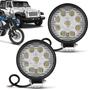 Imagem de Par Farol de Milha Redondo Universal Slim 9 LEDs 27W 12V Carro Moto Jeep Off-Road Auxiliar