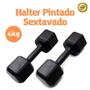 Imagem de Par Halter Dumbell 4Kg Sextavado Pintado Super Premium