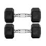 Imagem de Par Halteres 5kg + 5kg Dumbbell Sextavado Emborrachado Pegada Cromada Gallant (GDb05F3B-Pt)