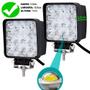 Imagem de Par Kit 2 Farol Milha 16 Led 48w 12v/24v Quadrado Off-road Moto Jeep Troller Pick-up Carro Caminhão Trator Trilha 6000k