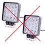 Imagem de Par Kit 2 Farol Milha 16 Led 48w 12v/24v Quadrado Off-road Moto Jeep Troller Pick-up Carro Caminhão Trator Trilha 6000k