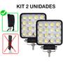 Imagem de Par Kit 2 Farol Milha 16 Led 48w 12v/24v Quadrado Off-road Moto Jeep Troller Pick-up Carro Caminhão Trator Trilha 6000k