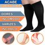 Imagem de Par Meia De Compressão Extra Grande 3/4 Unissex Plus Size Para Obesos Diabéticos Em Tratamento De Varizes Edema E Pernas Inchadas