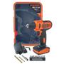 Parafusadeira e Furadeira Elétrica Black + Decker Com Acessórios Bivolt Preto/Laranja - LD12SP-BR Imagem de Parafusadeira e Furadeira Elétrica Black + Decker Com Acessórios Bivolt Preto/Laranja - LD12SP-BR