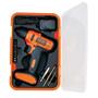 Parafusadeira e Furadeira Elétrica Black + Decker Com Acessórios Bivolt Preto/Laranja - LD12SP-BR Imagem de Parafusadeira e Furadeira Elétrica Black + Decker Com Acessórios Bivolt Preto/Laranja - LD12SP-BR