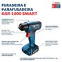 Imagem de Parafusadeira Furadeira Bosch GSR 1000 Smart 12V com 1 bateria, 1 carregador e maleta