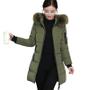 Imagem de Parka Feminina De Inverno Com Gola De Pele Quente Com Capuz E Bolsos Com Zíper E Jaqueta Longa Slim