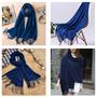 Imagem de Pashmina Cachecol Scarf Xale Echarpe Lenço Longo Inverno: Modelo Liso com Franjas Diversas Cores