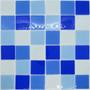 Imagem de Pastilha de Vidro Cristal Azul Branca Mescla Grande 30x30cm - La Bella Griffe