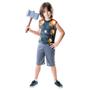 Imagem de Patinete Brinquedo Infantil Azul Led + Roupa Thor C/ Martelo