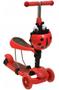 Imagem de Patinete de Criança Infantil Joaninha 60kg Cesto Luzes Rodas 2 Em 1 Com LED Vermelho