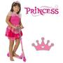 Imagem de Patinete DM Toys Rosa de Princesa + Fantasia Vestidinho Pink